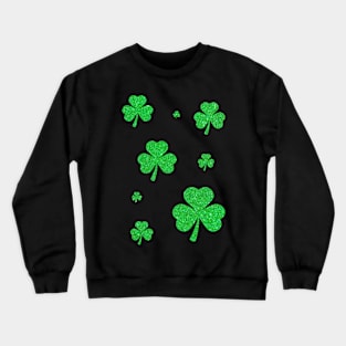 St Patricks Day, 3 Leaf Bright Green Faux Glitter Clovers Crewneck Sweatshirt